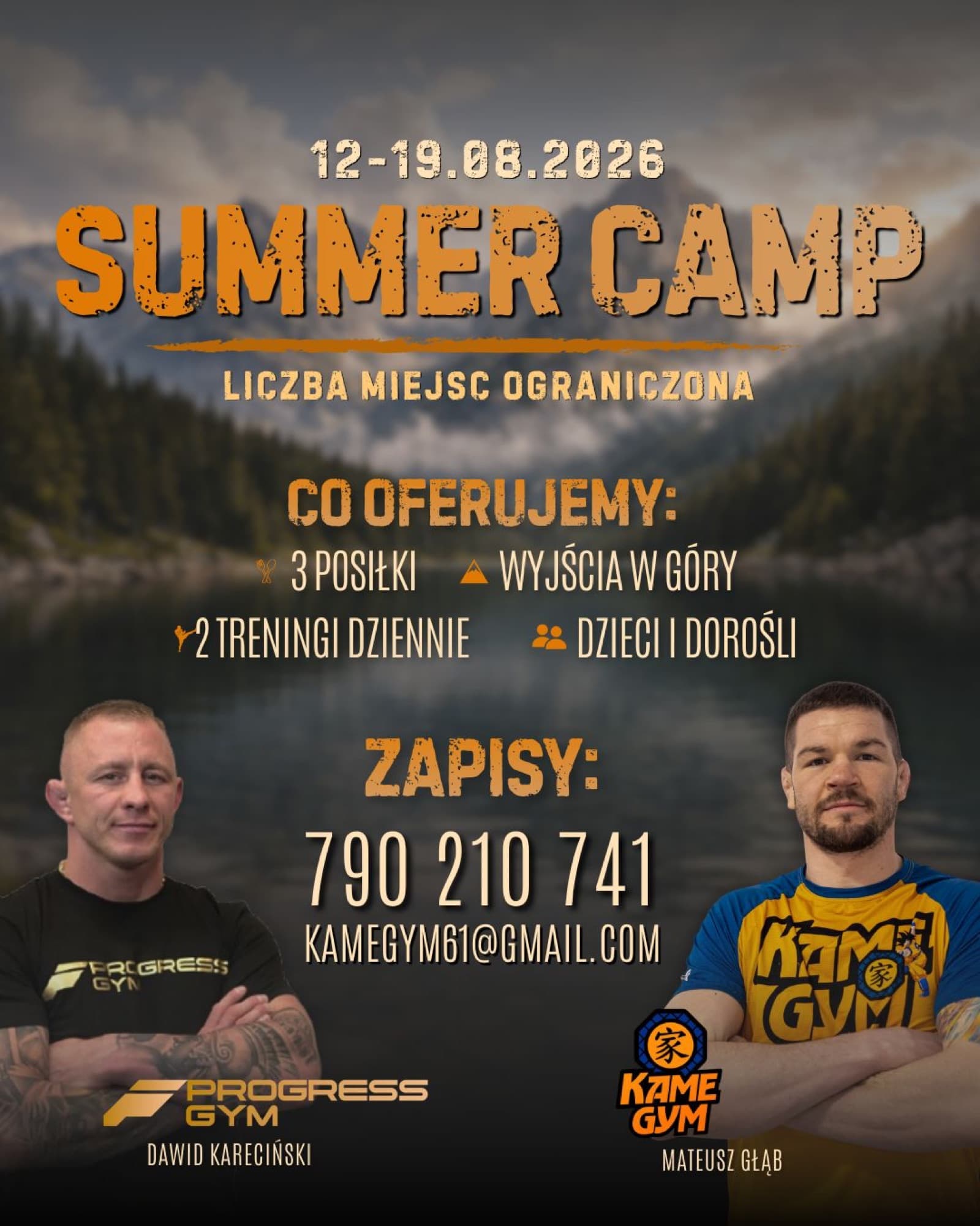 Uczestnik Summer Camp Kame Gym na podium z dzieckiem